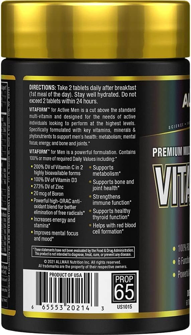ALLMAX Nutrition - Vitaform - Multi-Vitamin for Men, 60 Tablets (Pack of 1)