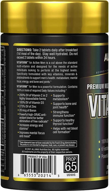 ALLMAX Nutrition - Vitaform - Multi-Vitamin for Men, 60 Tablets (Pack of 1)