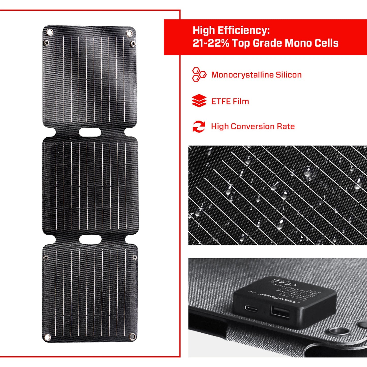 NNEDSZ 21W Solar Panel Portable Charger JumpsPower Power Generator Foldable